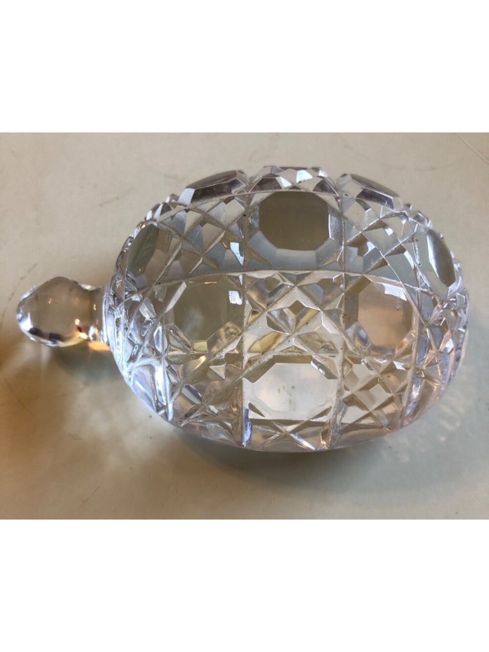 Waterford Crystal Turtle Shell Paperweight Faceted Waffle Pattern Tortoise Vinta